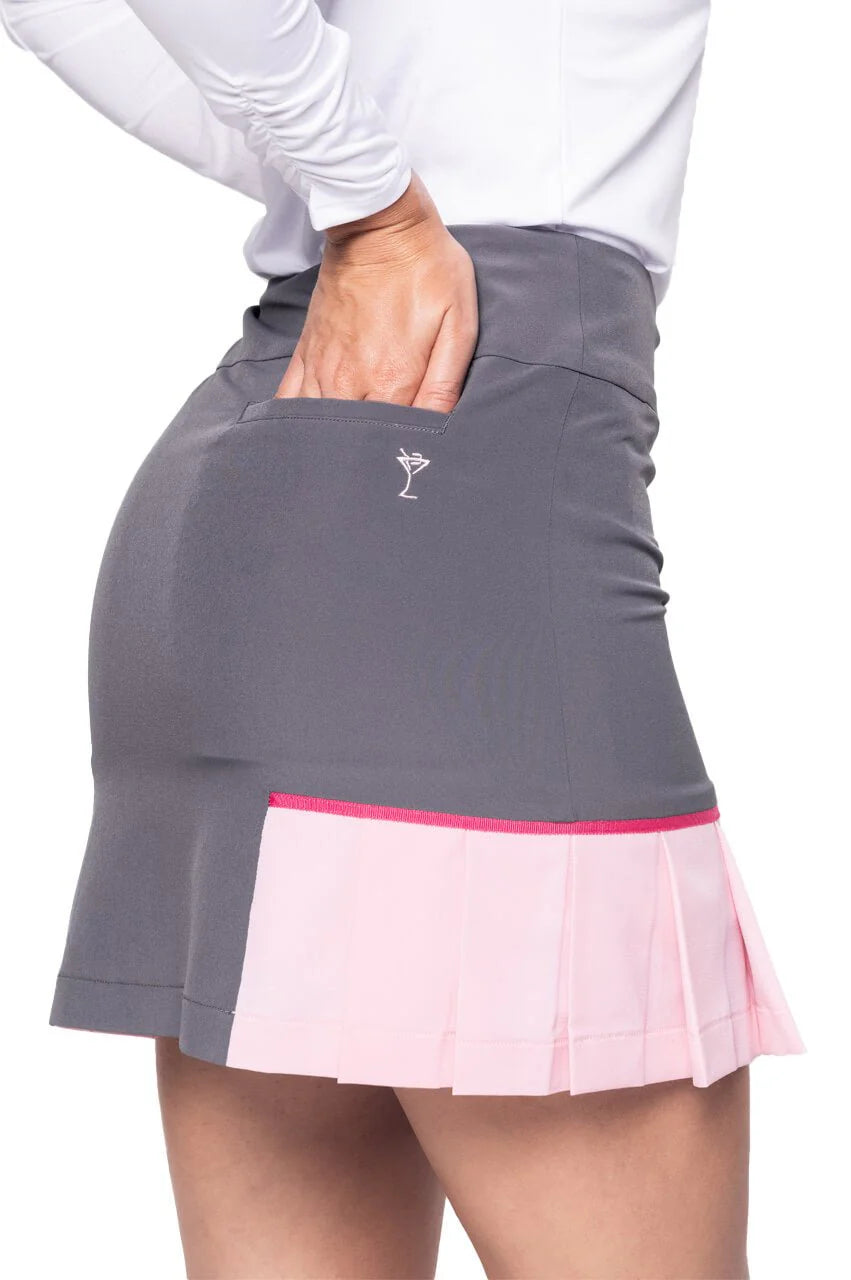 Golftini 17.5" Lucky Performance Side Pleat  Skort - Gray - Skorzie