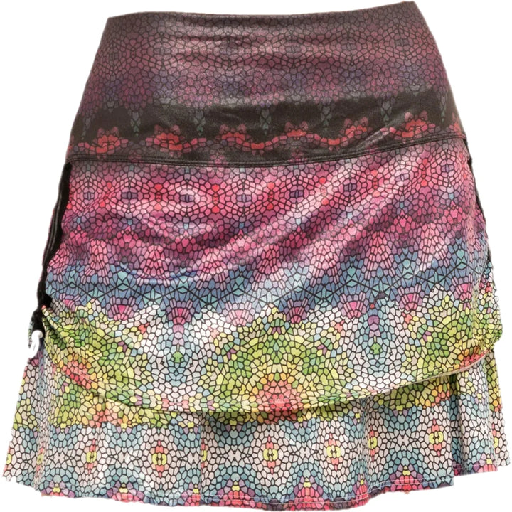 Lucky In Love Womens Ruche Prisma Skort (15.5') - Pink/Multi