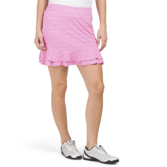 G-Lifestyle Tiered Ruffle Skort- Cubic Hot Pink - Skorzie