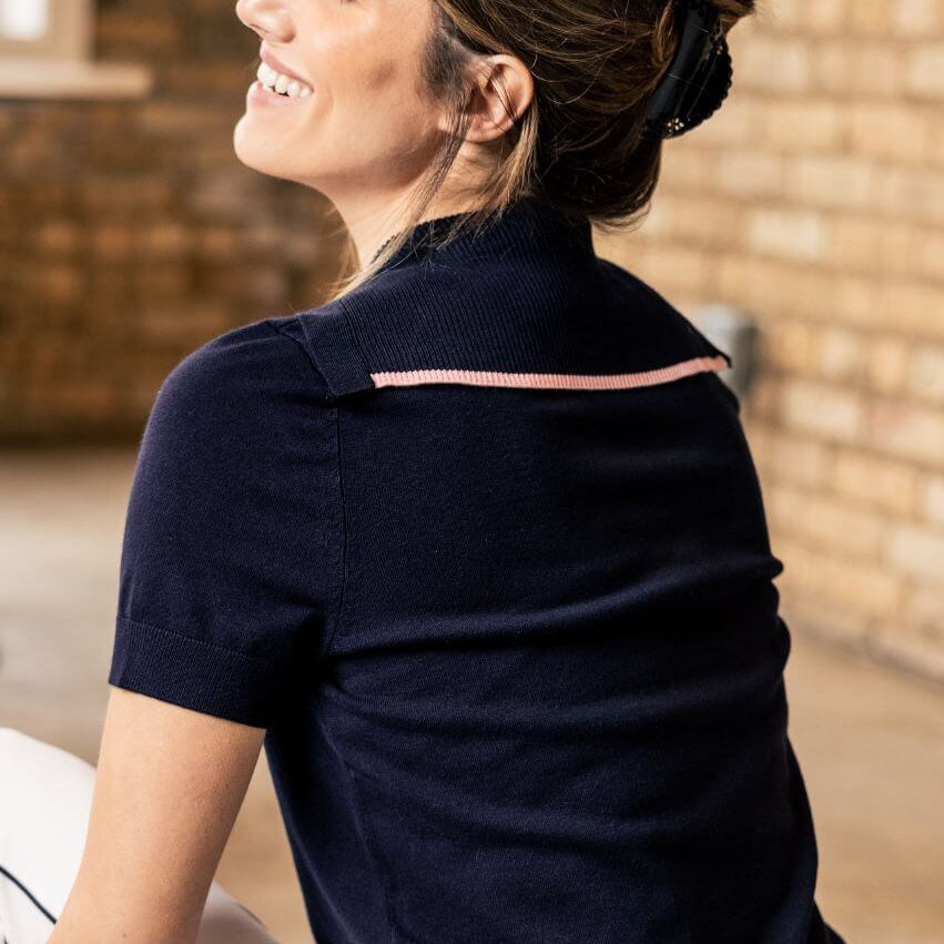 Golftini Short Sleeve Sweater - Navy/Pink - Skorzie