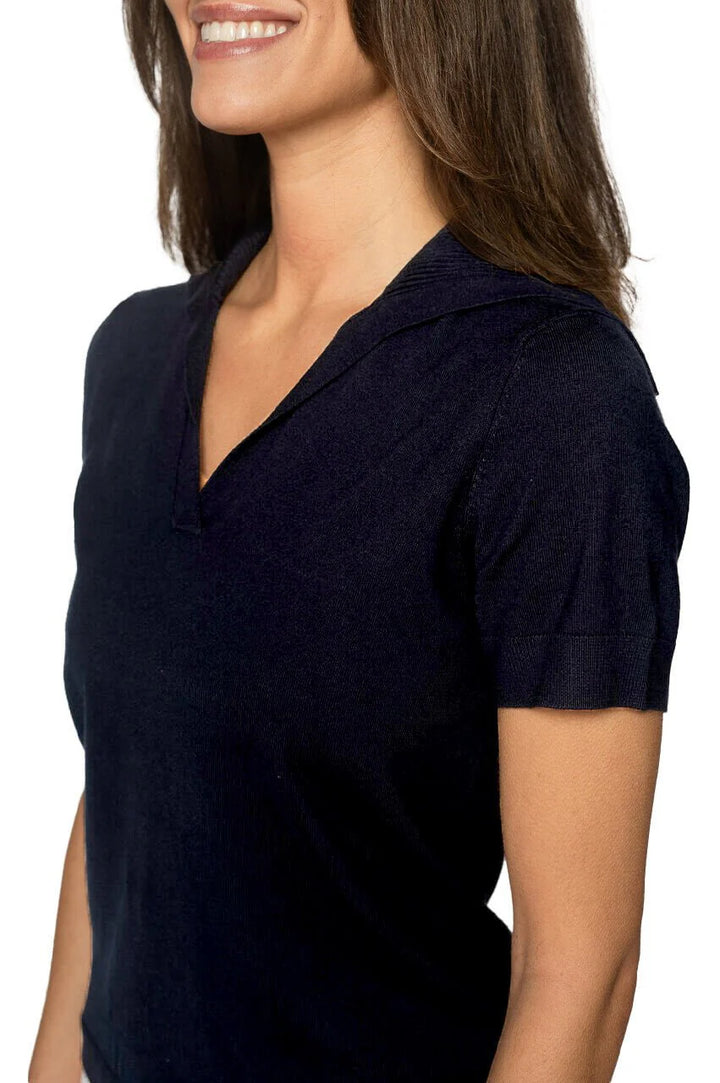Golftini Short Sleeve Sweater - Navy/Pink - Skorzie