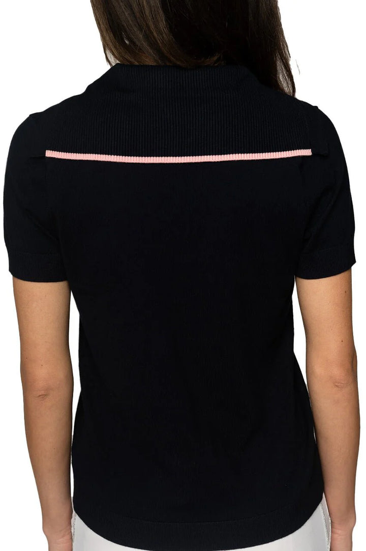 Golftini Short Sleeve Sweater - Navy/Pink - Skorzie