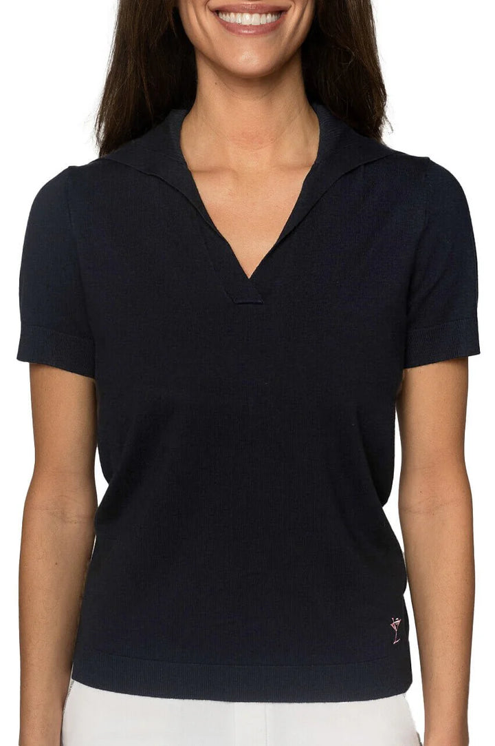 Golftini Short Sleeve Sweater - Navy/Pink - Skorzie