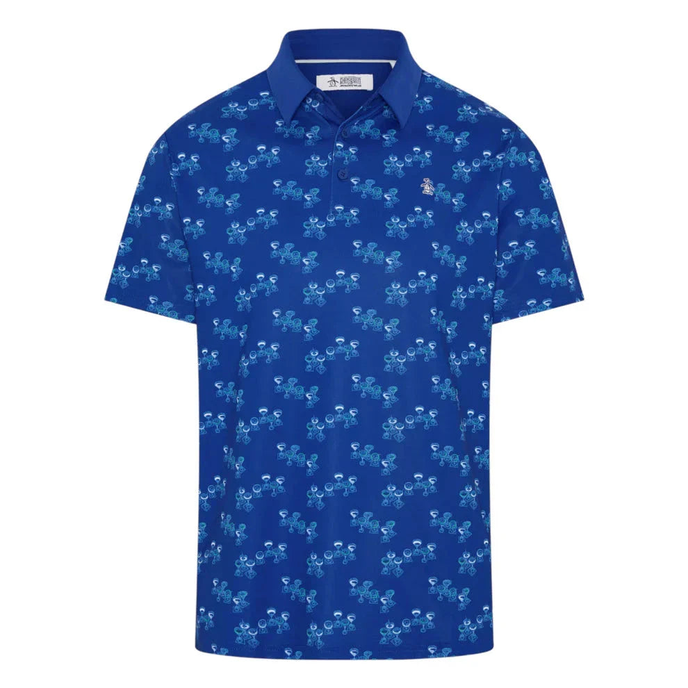 Penguin Mens Noah Cocktail Novelty Golf Polo - Royal Blue