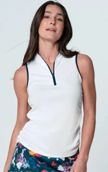 Lucky In Love On Par Zip Tank - White/Midnight