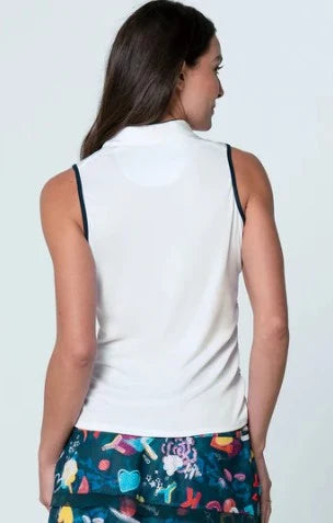 Lucky In Love On Par Zip Tank - White/Midnight