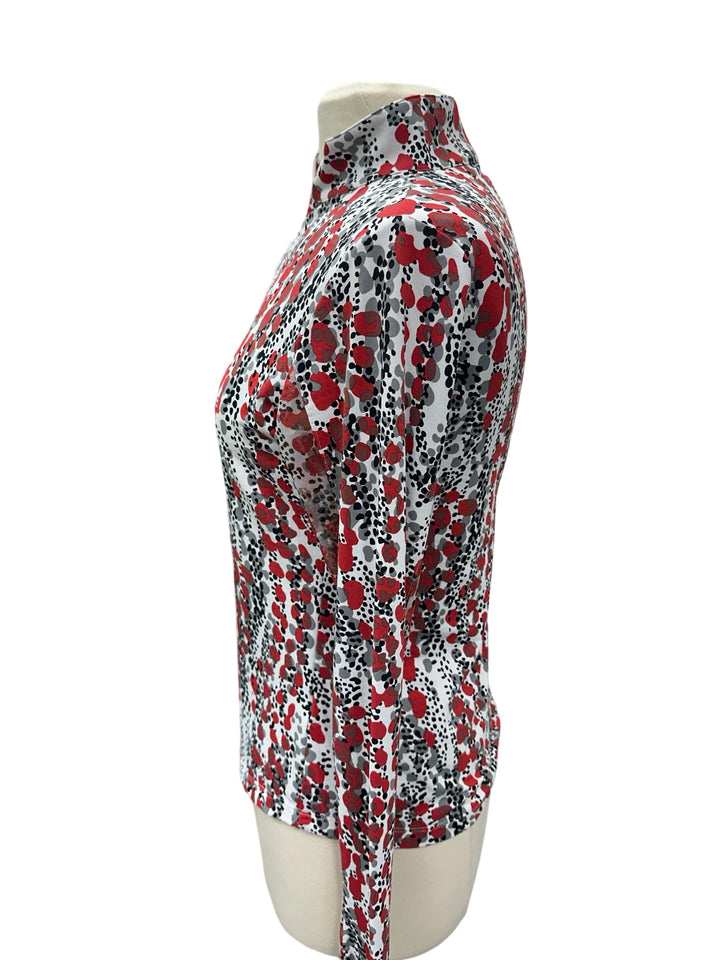 IBKUL Kamila Long Sleeve Mock Neck - Red/Black -Small - Skorzie