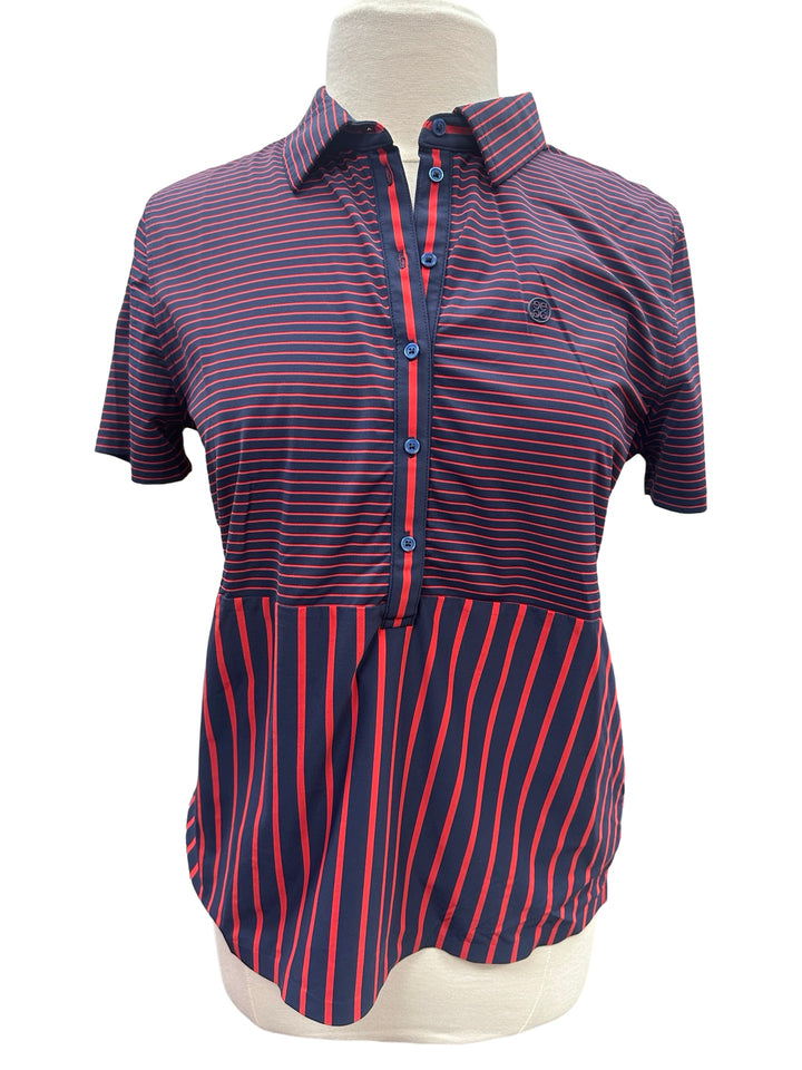 G/Fore Short Sleeve Striped Top - Black/Red - Large