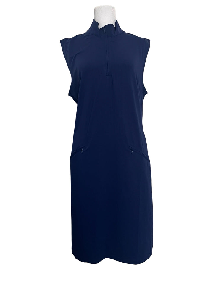 IBKUL Solid Sleeveless Mock Dress - Large - Navy*