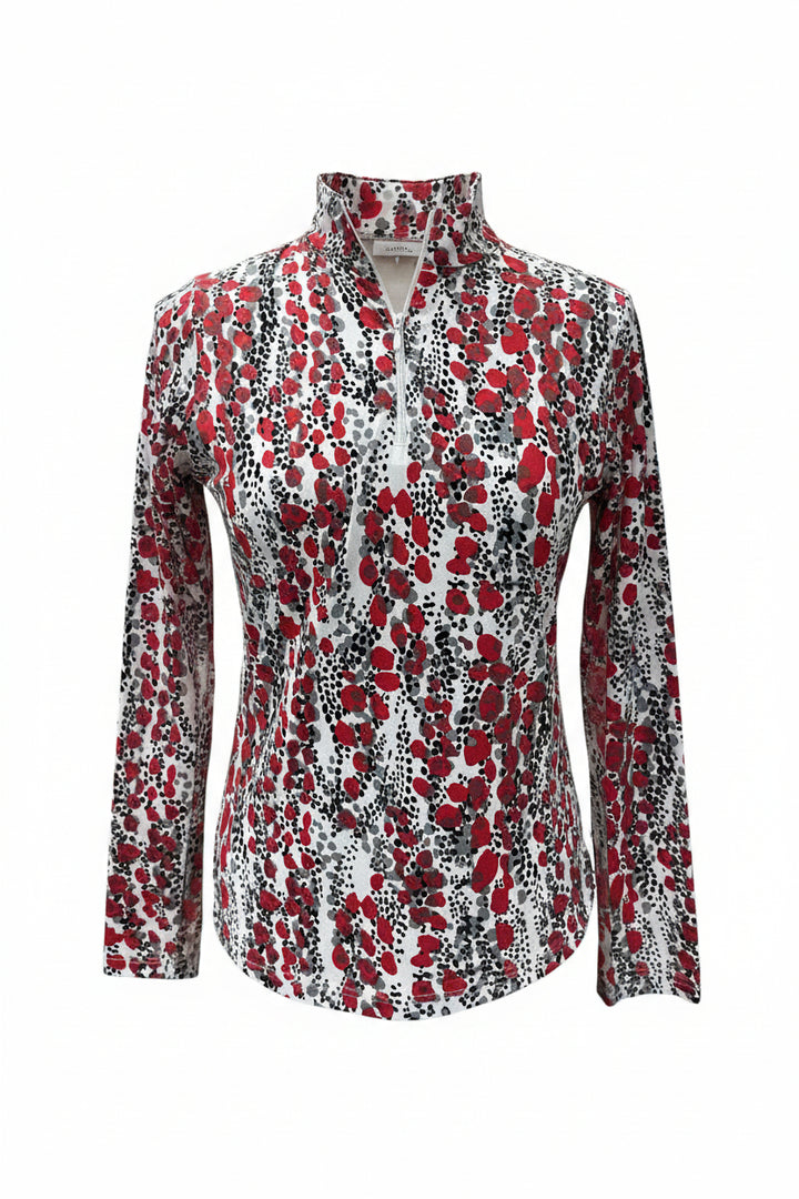 IBKUL Kamila Long Sleeve Mock Neck - Red/Black -Small - Skorzie