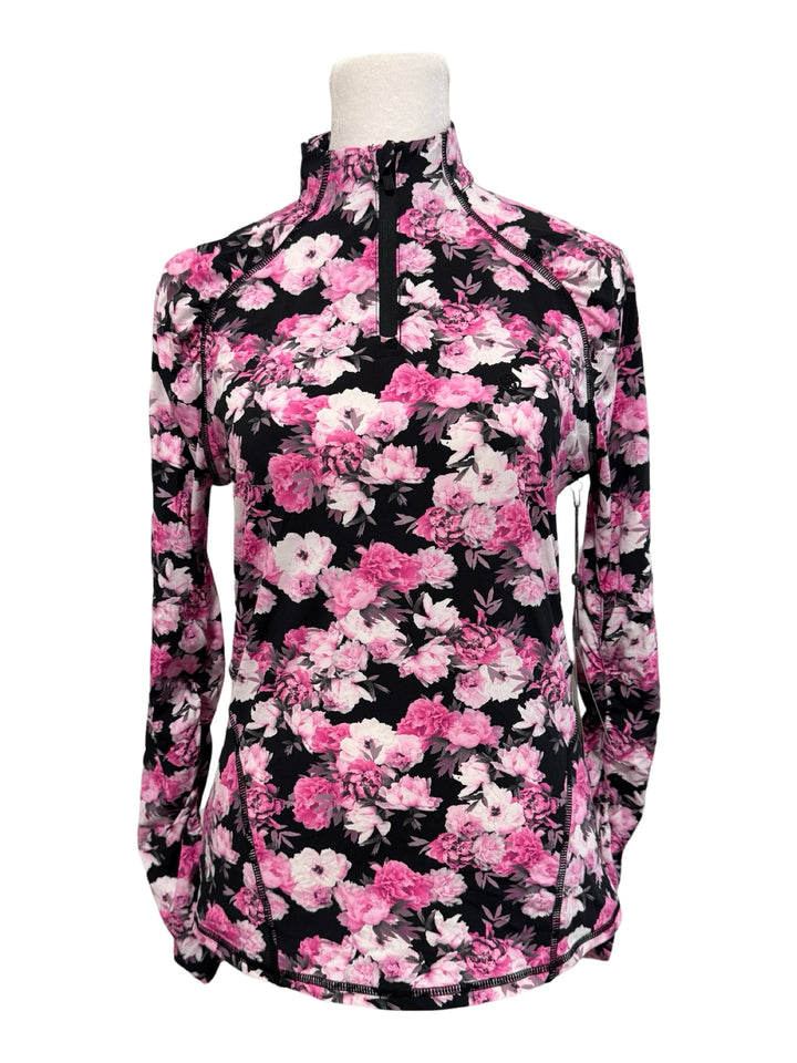 G/Fore Jersey Ruched Quarter Zip Pullover - Pink Floral - X-Small - NWT