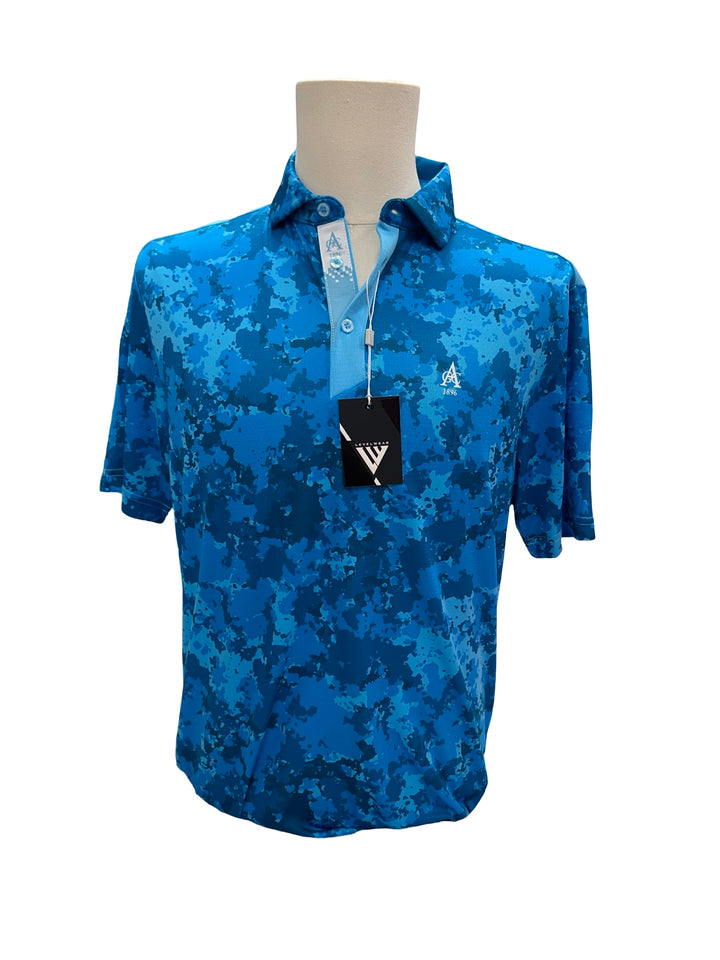 Mens Levelwear Pixel Polo Top - Blue - Medium (FINAL SALE ITEM)