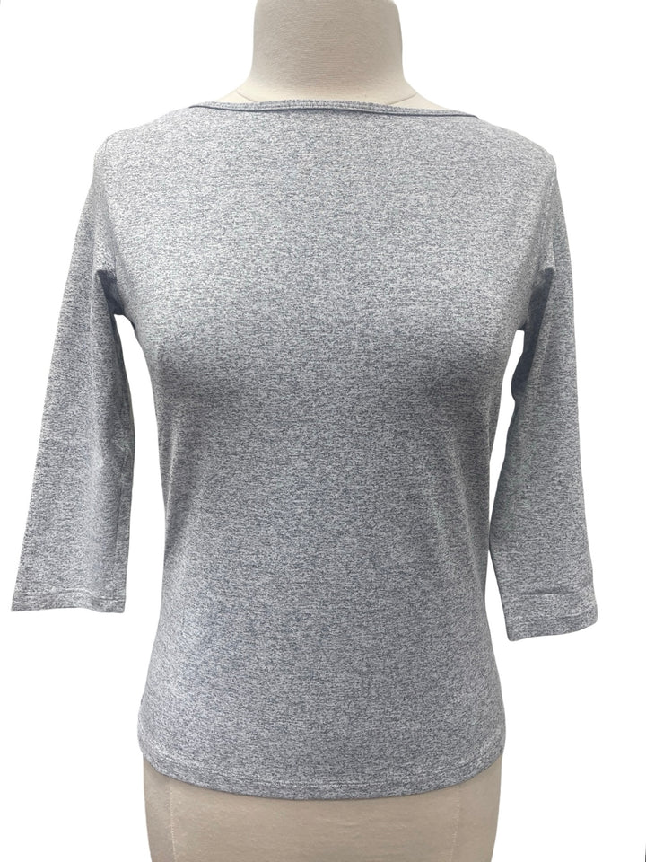 Amy Sport 3/4 Sleeve Top-Judi Boatneck- Heather Grey