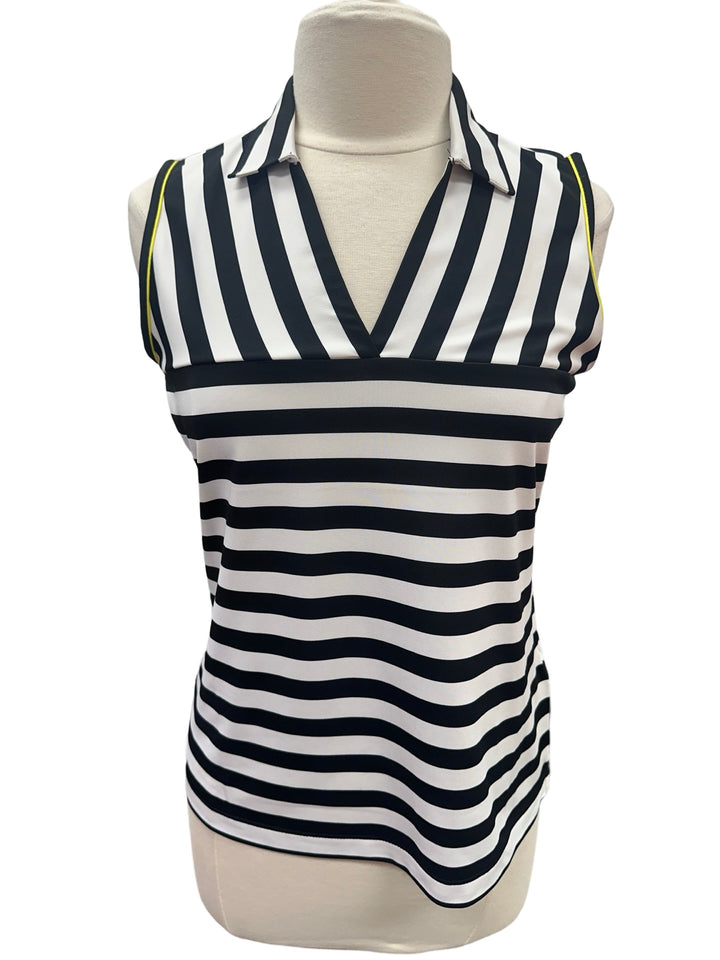 EP NY Stripe Sleeveless Polo - Black/White - Medium