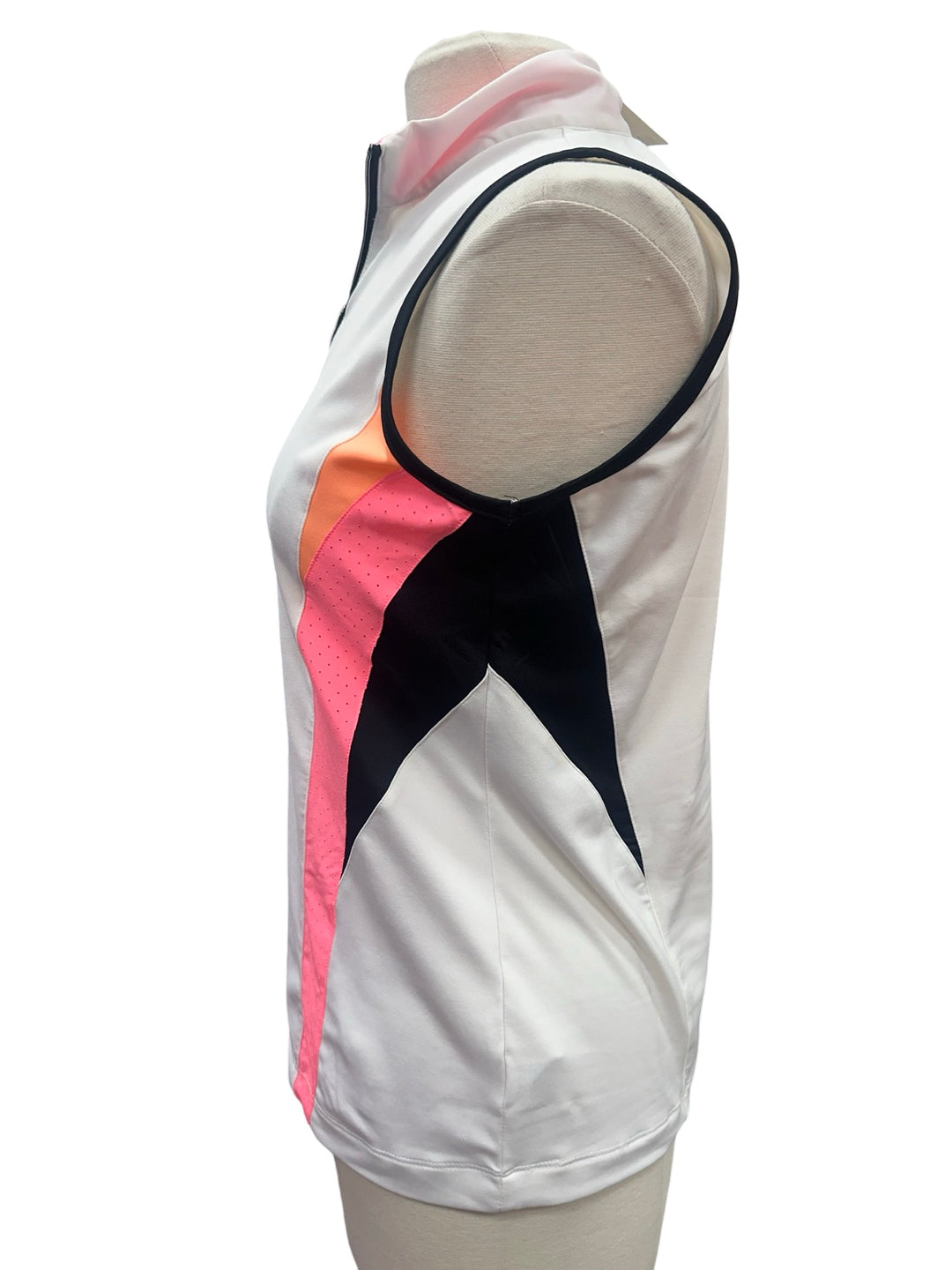 Tail Quarter Zip Sleeveless Top - White/Multicolored - Medium