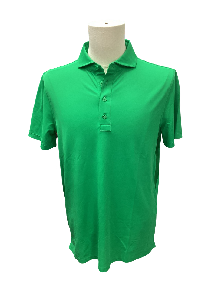 G/FORE Men's Rib Gusset Melange Ice Nylon Spread Collar Polo, Size Medium