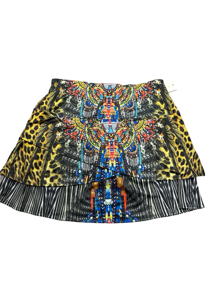 Lucky in Love Abstract Print Asymmetrical Cut Skort- Large