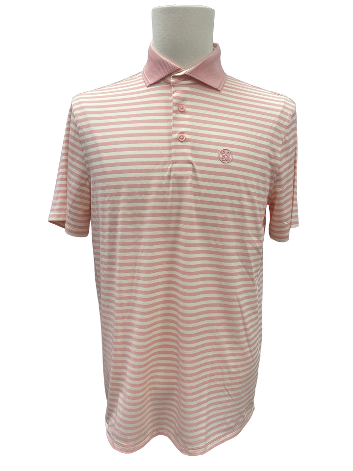 G/FORE MEN'S PERFORATED STRIPE TECH JERSEY POLO- MEDIUM