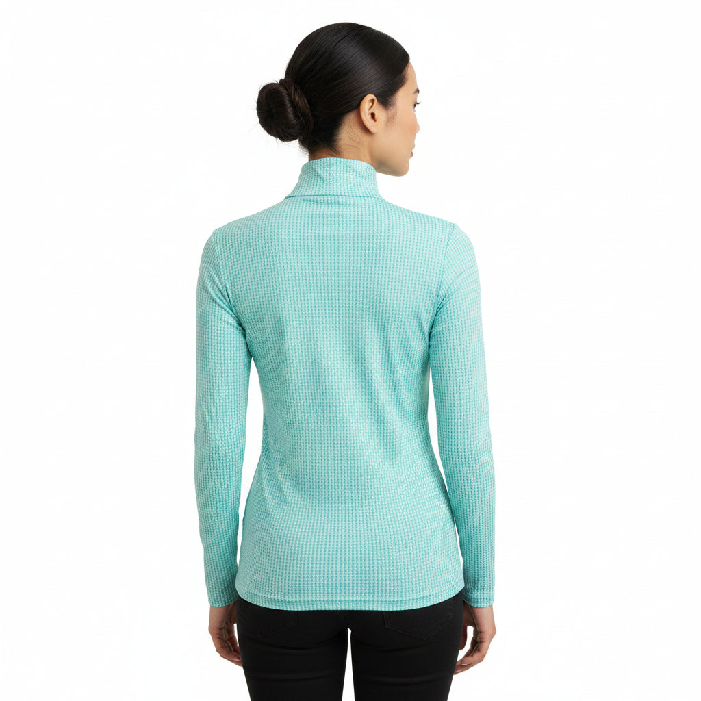IBKUL Mini Checker UPF 50+ Long Sleeve - White/Seafoam - Small - Skorzie