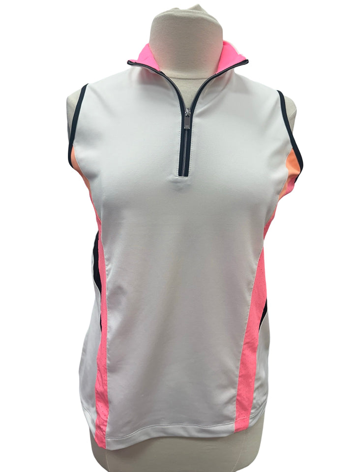 Tail Quarter Zip Sleeveless Top - White/Multicolored - Medium