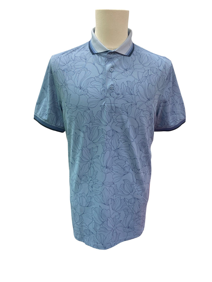 G/Fore Men's Tech Pique Polo - Drizzle/Print - Large