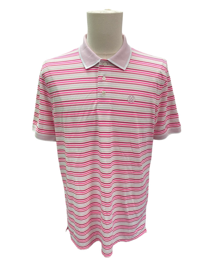 G/Fore Men's Thin Multi Stripe Tech Pique Polo - Blush