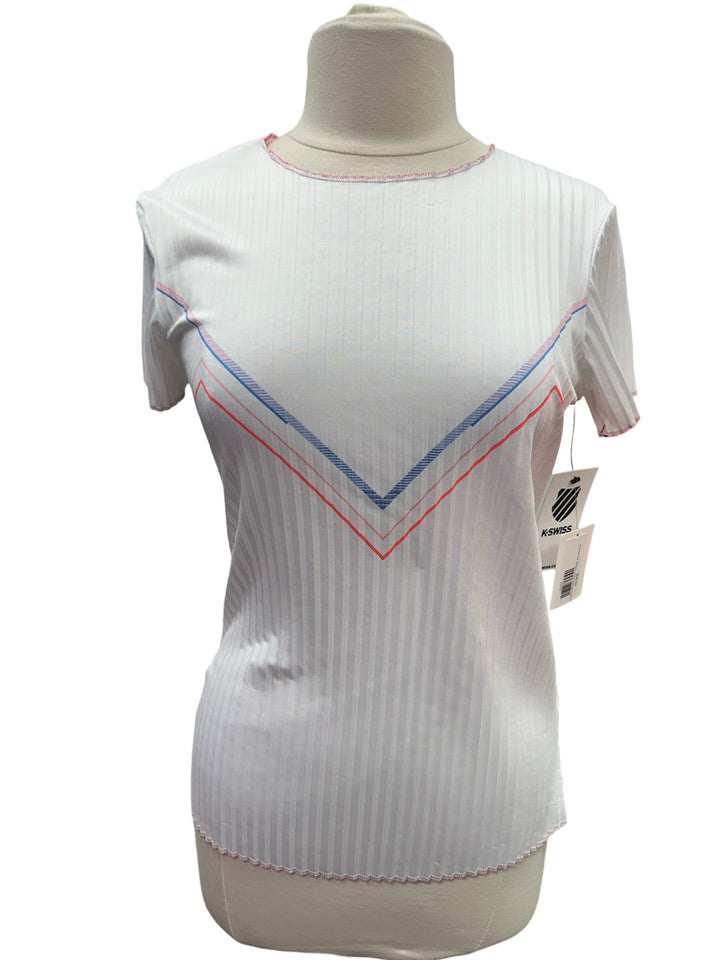 K-Swiss Pleated Short Sleeve Crew-Medium-White - NWT