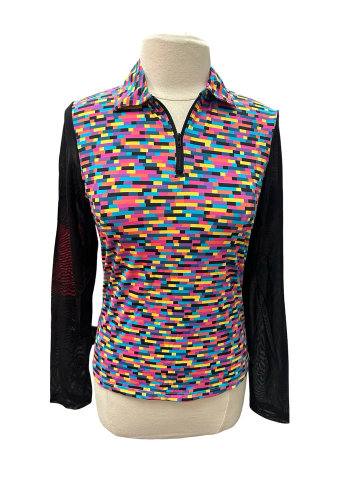 Mariah Long Sleeve Zip Polo - Digital Print