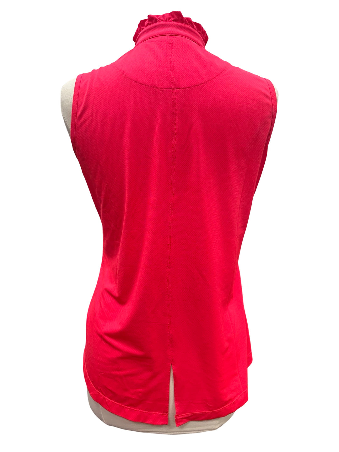 Tail Ruffle Neckline Sleeveless Top - Coral - Large