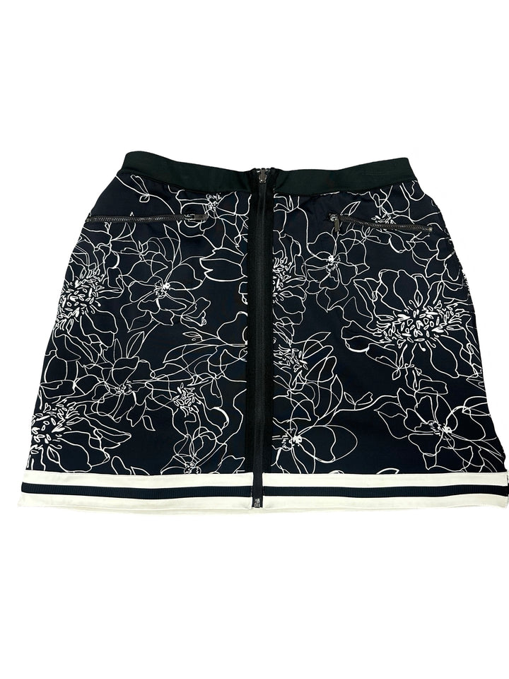 Tail Front Zipper Reversible Skort - Black/White Floral Print - Medium