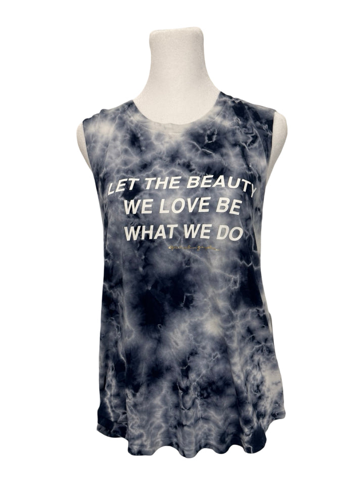 Spiritual Gangster Beauty Muscle Tank - Blue Tie Dye - Large - NWT