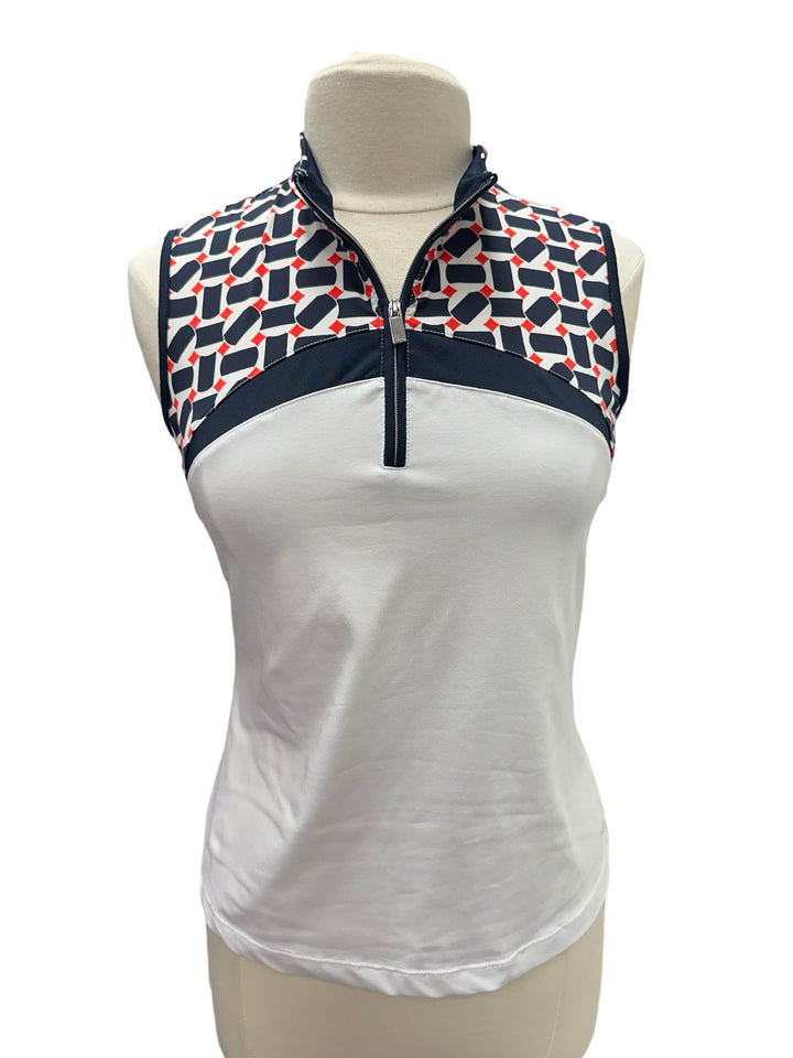 Tail Geometric Print Sleeveless Quarter Zip- Small