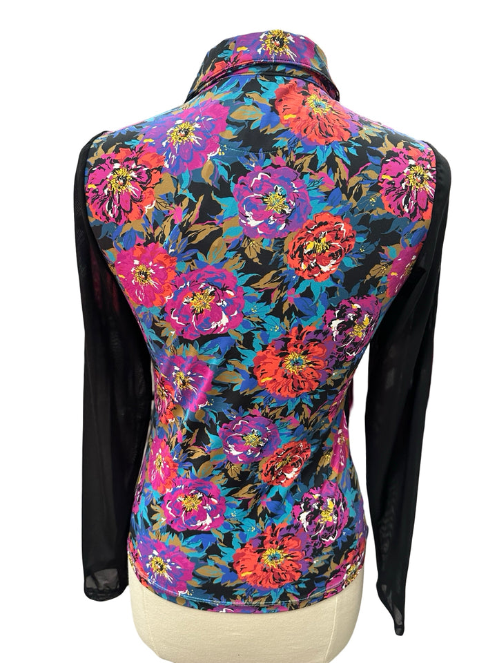 Mariah Long Sleeve Zip Polo - In Bloom Floral