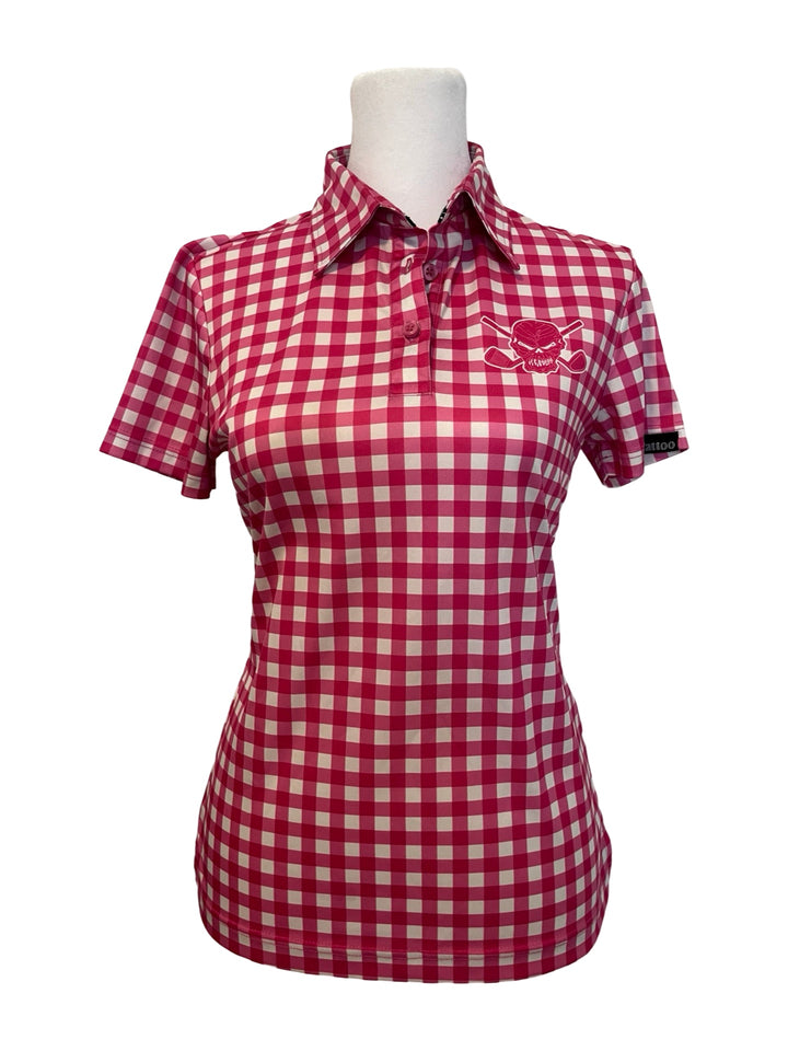 Tattoo Golf Polo Tee - Small - Pink Gingham