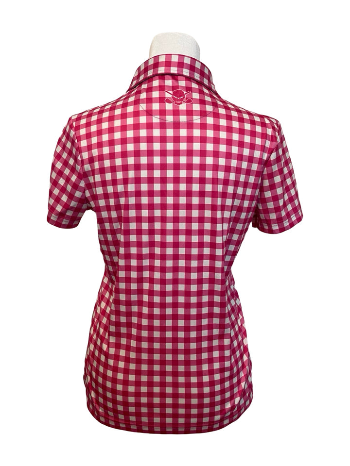 Tattoo Golf Polo Tee - Small - Pink Gingham