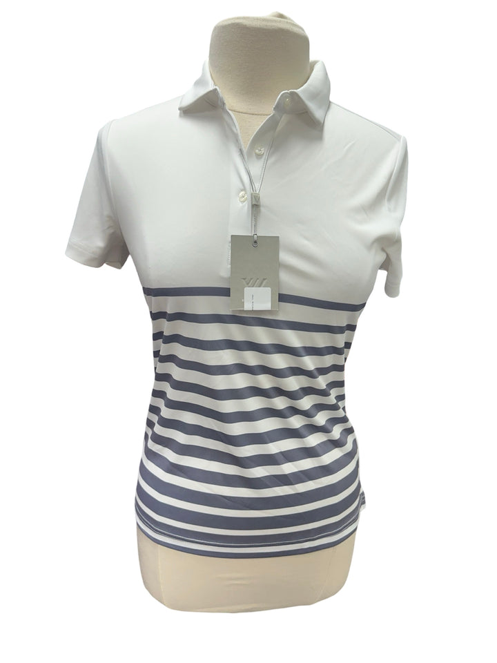 Levelwear Tone Polo Top - White/Gray - Small - NWT (FINAL SALE ITEM)