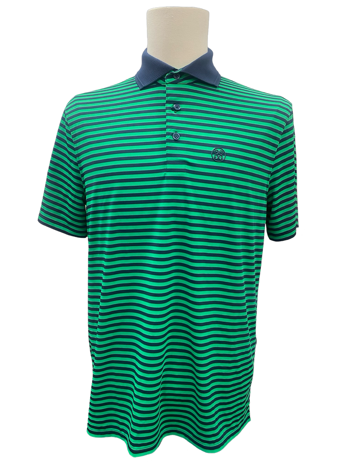 G/FORE MEN'S PERFORATED STRIPE TECH JERSEY POLO- Medium