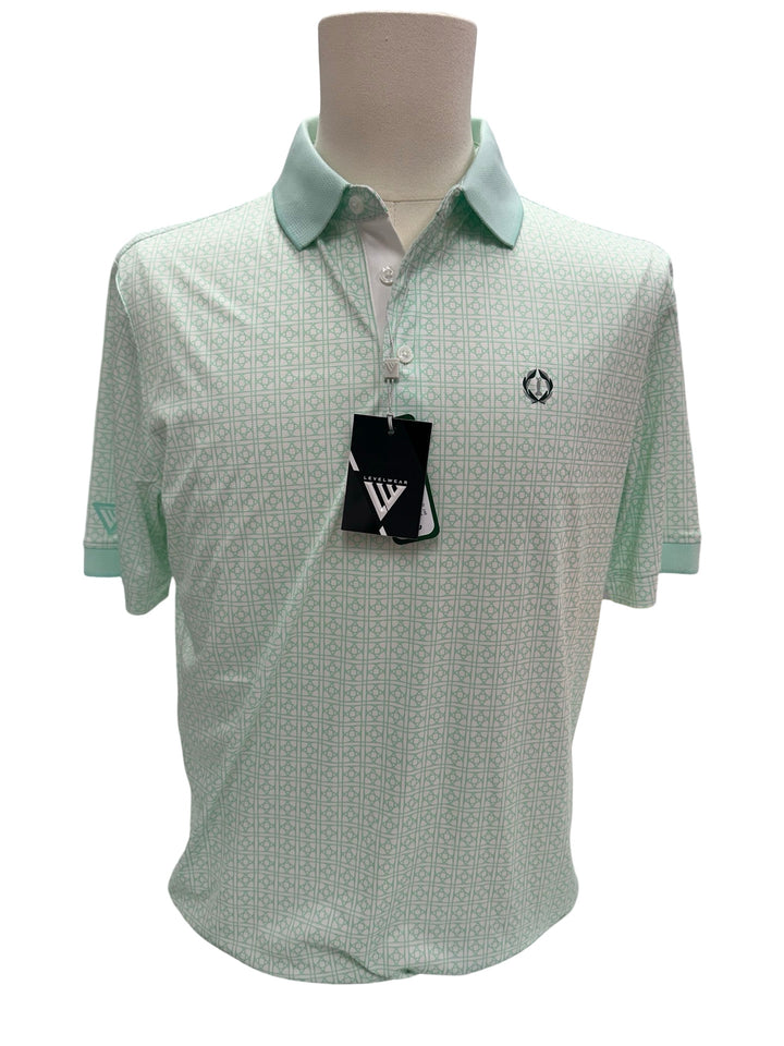 Mens Levelwear Tile Polo Top - Green - Medium (FINAL SALE ITEM)