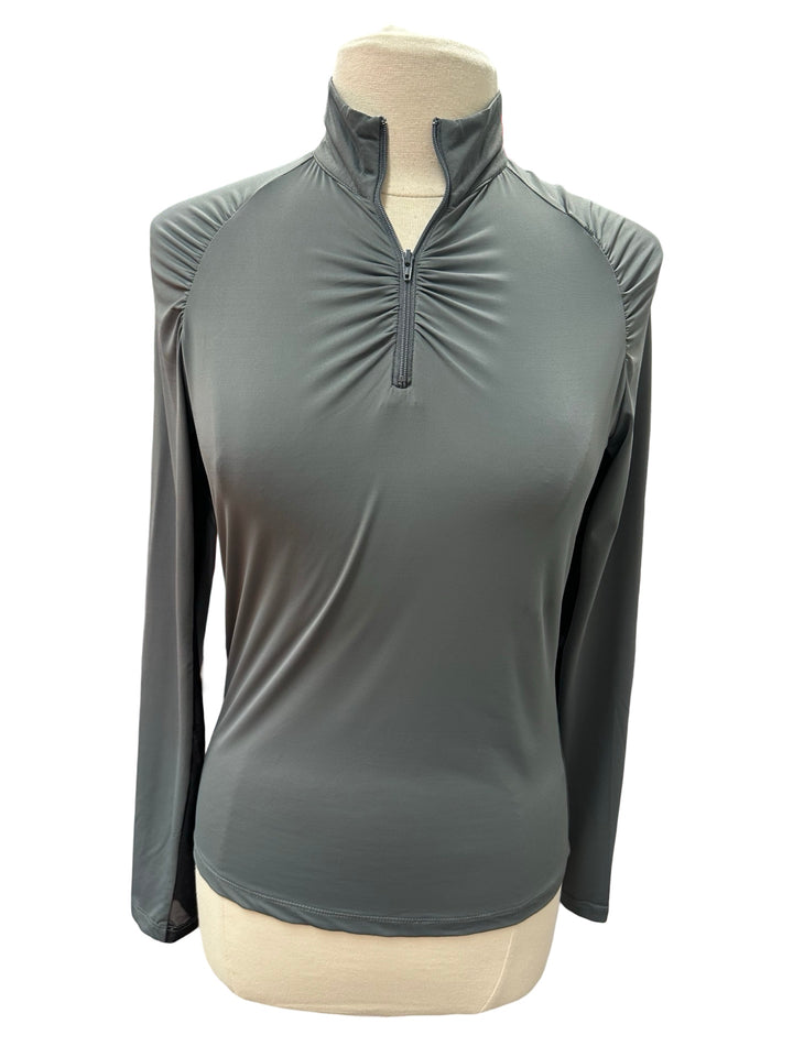 Naomi Long Sleeve Zip Top - Carbon