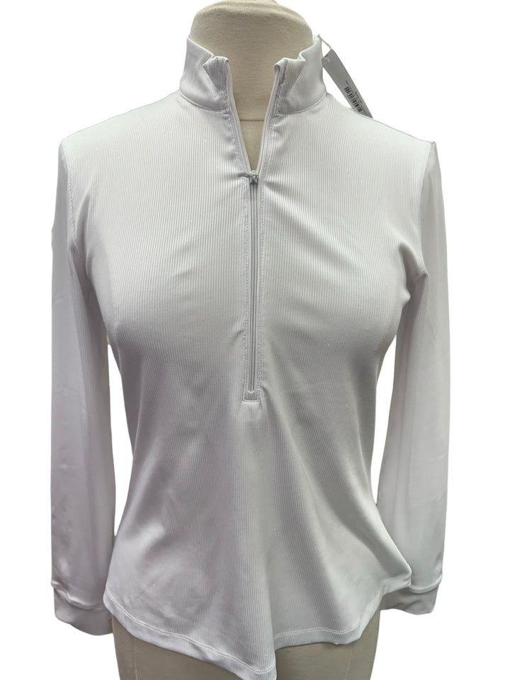 Greg Norman Glitter Half Zip Long Sleeve - White - Medium