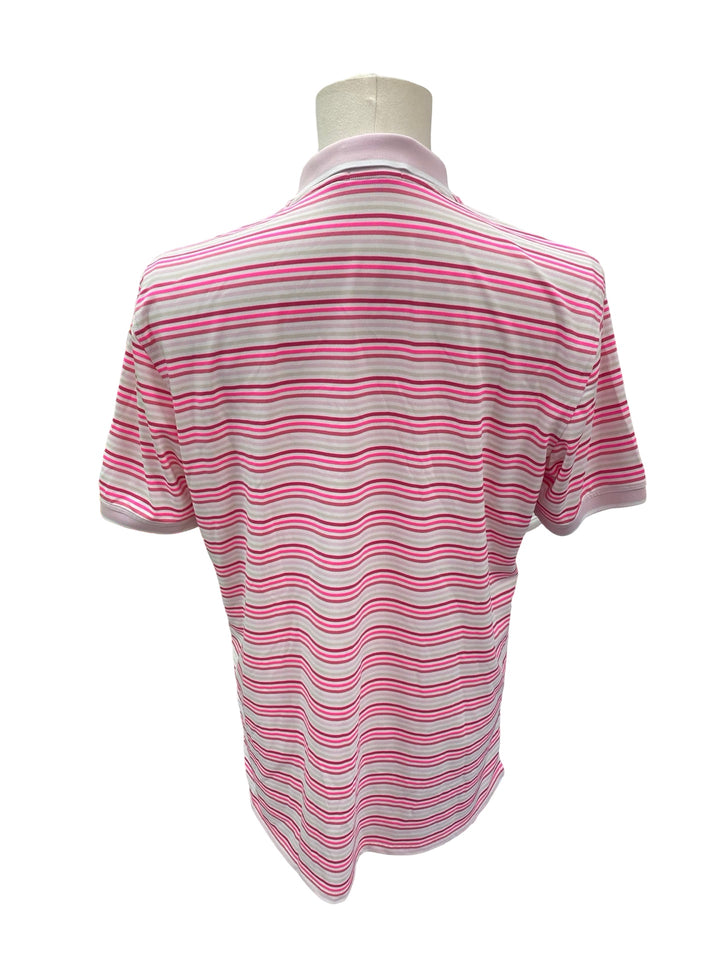 G/Fore Men's Thin Multi Stripe Tech Pique Polo - Blush