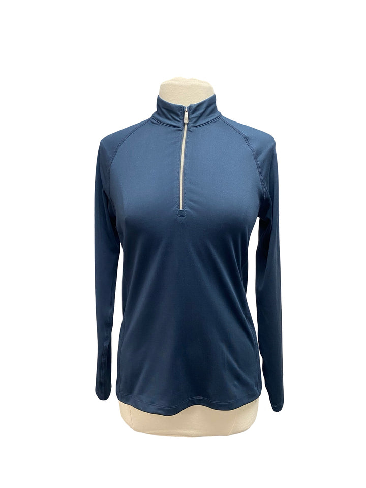 Dunning Performance Long Sleeve Mock Neck Top- Halo Navy- Medium