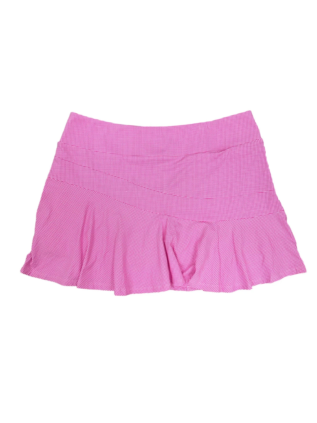 IBKUL Hot Pink Mini Check Print Flounce Skort