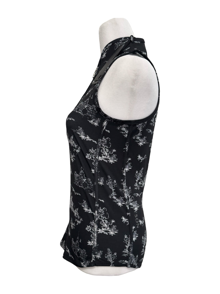 Greyson Willow Toile Sleeveless Vesta Mock Neck Top - Black - X-Small - NWT