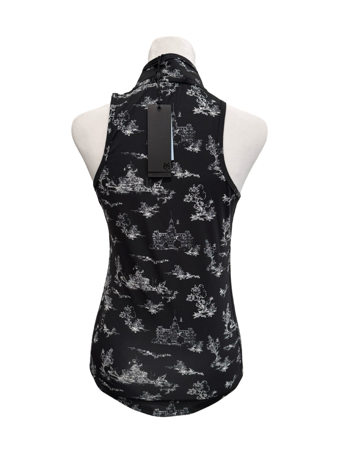 Greyson Willow Toile Sleeveless Vesta Mock Neck Top - Black - X-Small - NWT