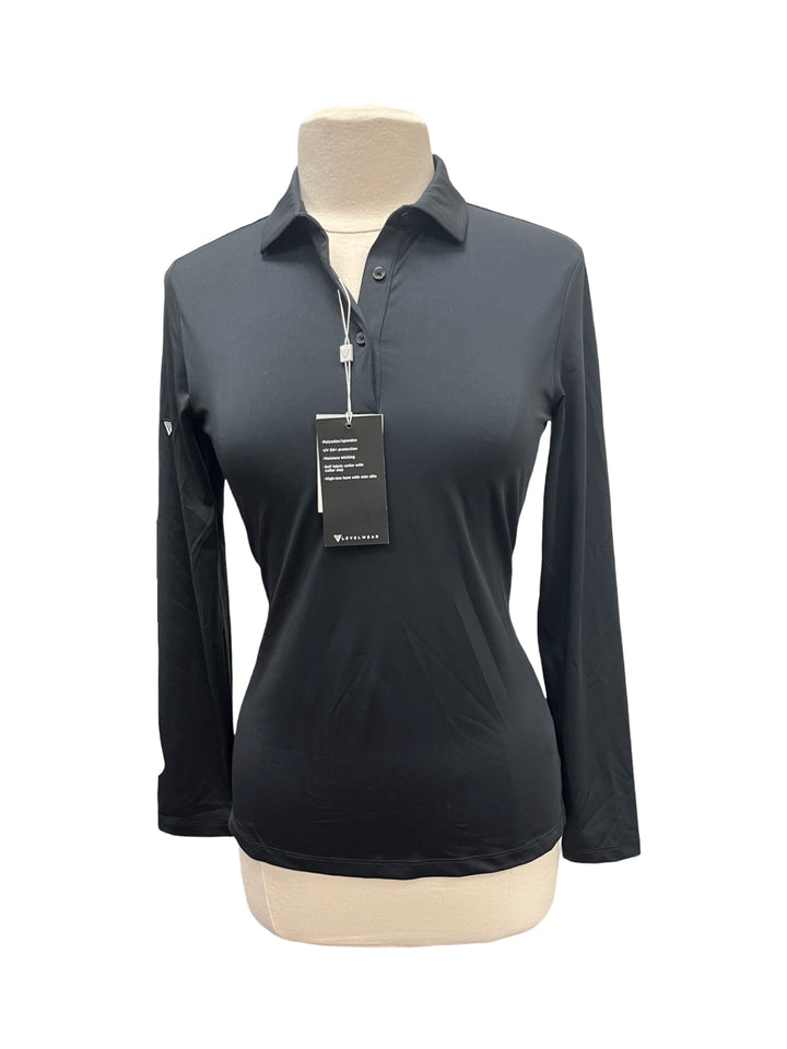 Levelwear Canyon Long Sleeve Polo - Black - Small - NWT (FINAL SALE ITEM)