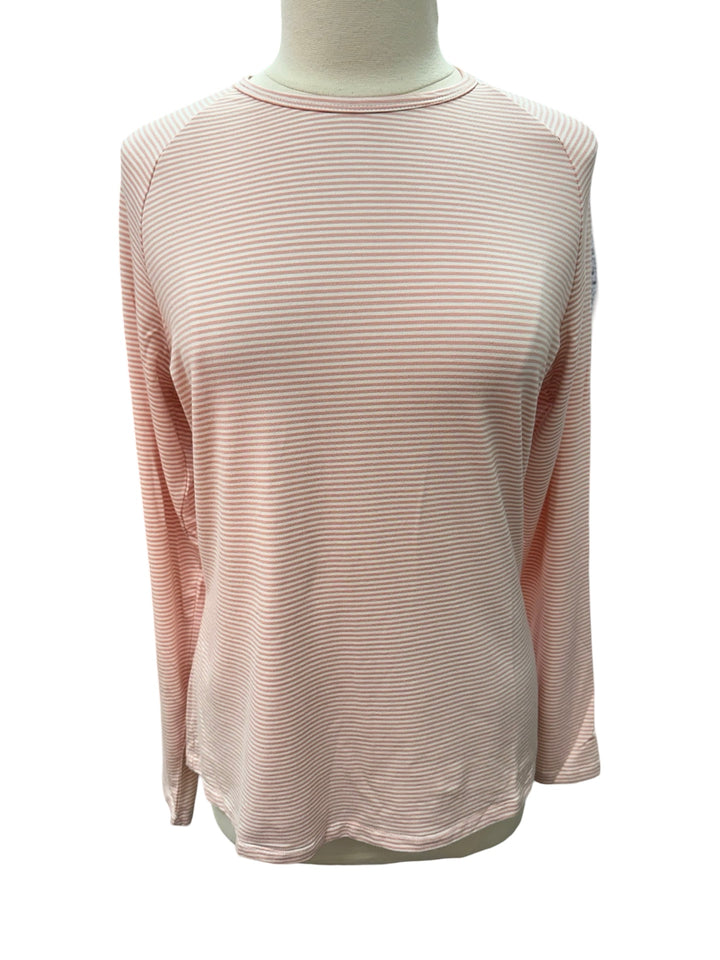 Abby Long Sleeve Tee - Misted Rose/White Mini Stripe - XL