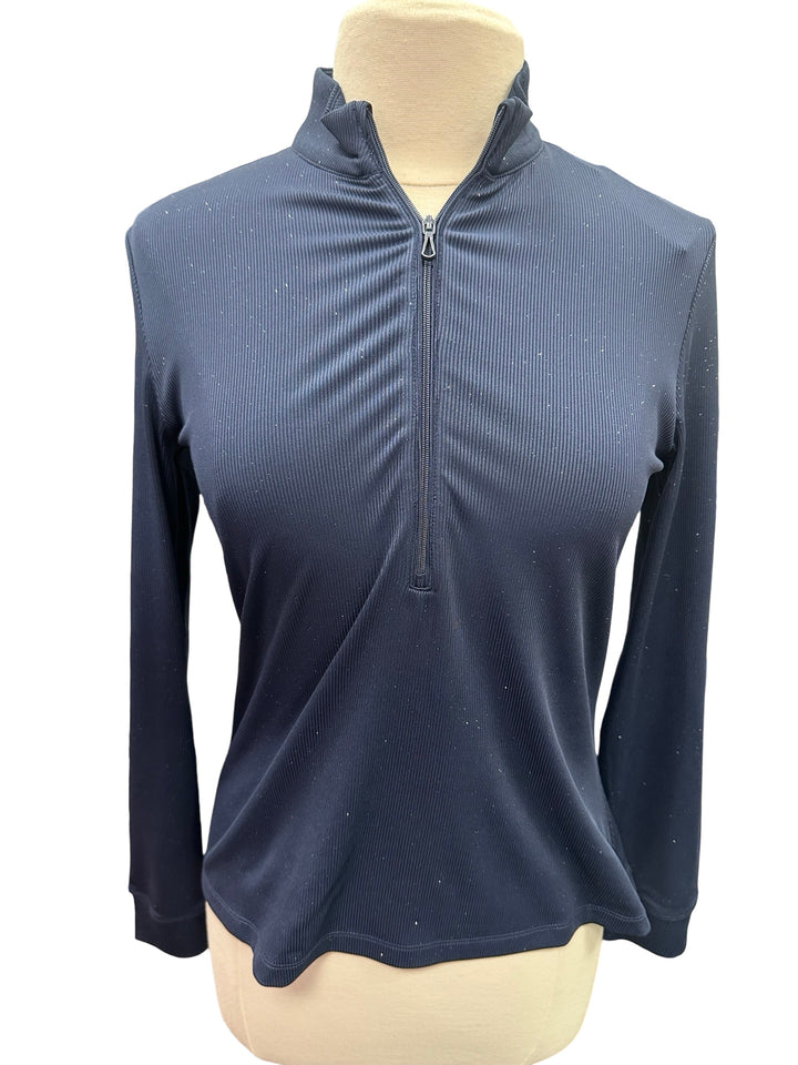 Greg Norman Glitter Half Zip Long Sleeve - Navy - Medium