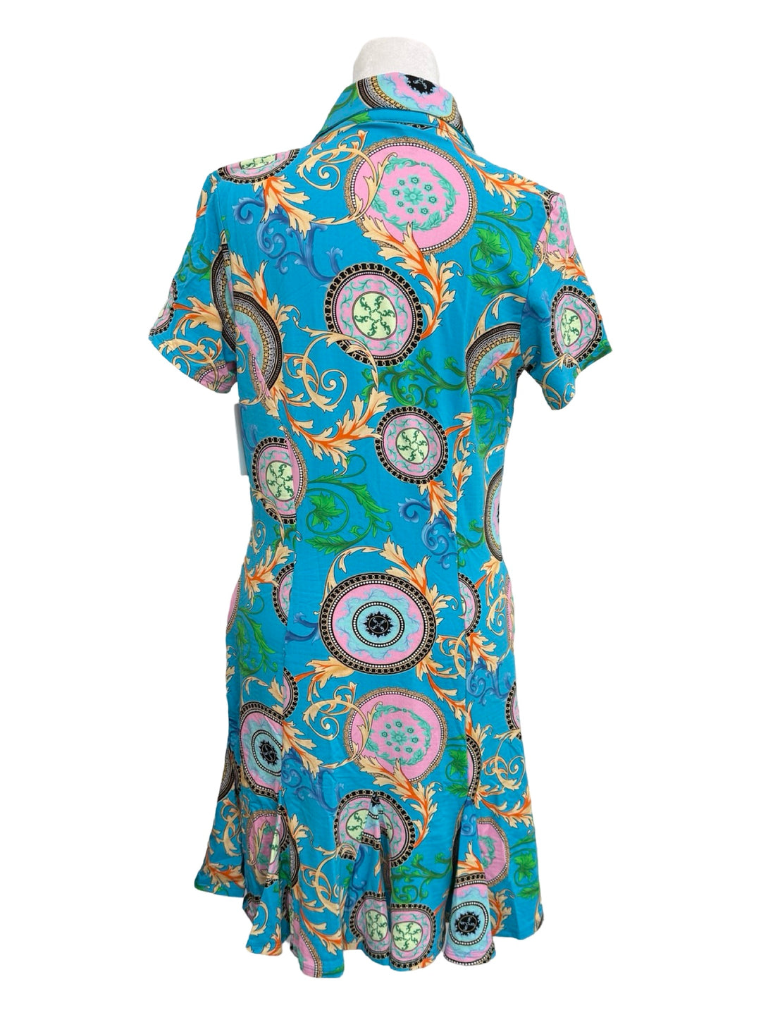 IBKUL Short Sleeve Godet Dress - Multicolored