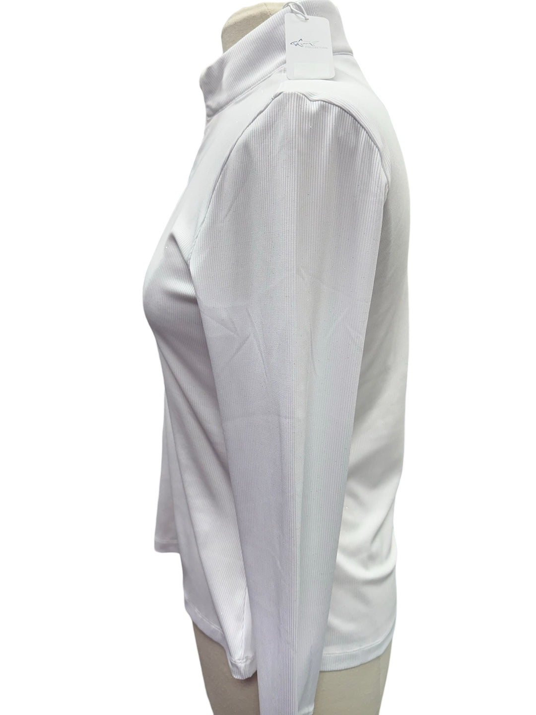 Greg Norman Glitter Half Zip Long Sleeve - White - Medium